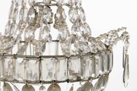 Lustre ancien décoratif, « Sac-à-Perles », en métal et verre… (photo 3)