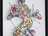 painting of a mickey mouse holding a tennis racquet in his right hand