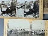 several old photos of a canal with gondola boats in it