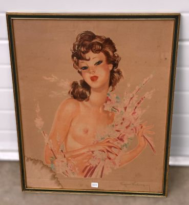 Eugène LELIEVRE Lithographie « femme » Ht 62,5 X 49 cm