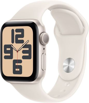 a white apple watch with a white band on a white background