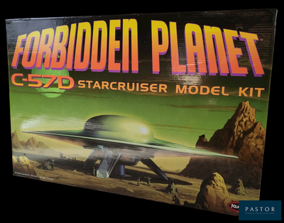 a box with a model of a spaceship on it
