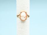 a close up of a ring with a shell on it