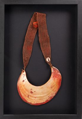 une image représentant une photo d'un collier dans un cadre-vitrine