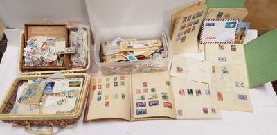 many different types of stamps on the table