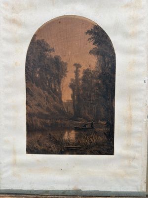 une photo d'une photo représentant une rivière, dans un cadre