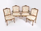lot de six fauteuils en bois sculpté de style Louis XV