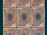 six square images of a black hole in a blue background