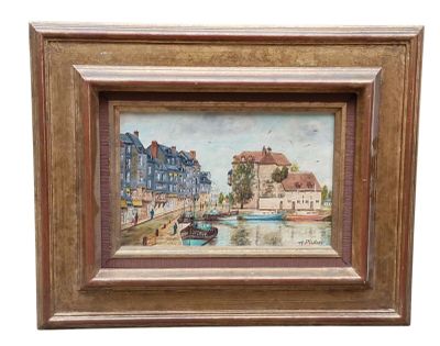 an image of a picture of a painting of a boat on the water