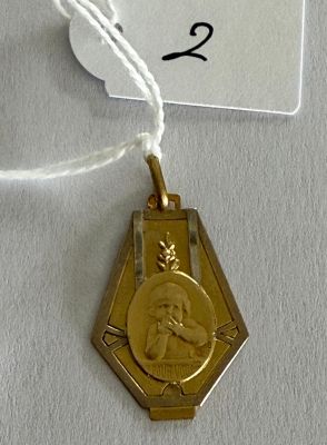 Médaille Art-déco 2 ors à motif d'Ange ( Non gravée - Parfai…