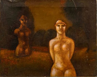 une image représentant un tableau où l'on voit une femme debout face à un homme