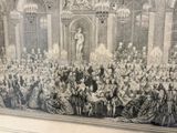 a painting of a large group of people in a large room