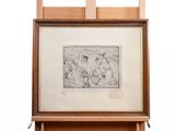 une image représentant un dessin d'un homme et d'une femme assis sur un banc