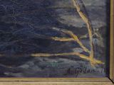 a picture of a painting of a tree in the dark