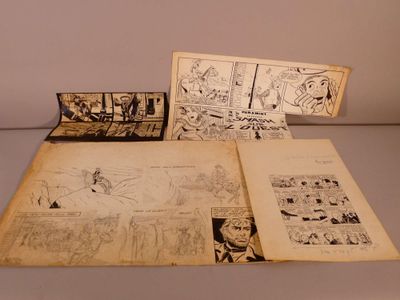 Réunion de dix planches de bandes dessinées imprimées en noi… - Photo 1