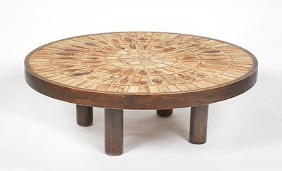 Roger CAPRON (1922-2006). Table basse à plateau circulaire e…