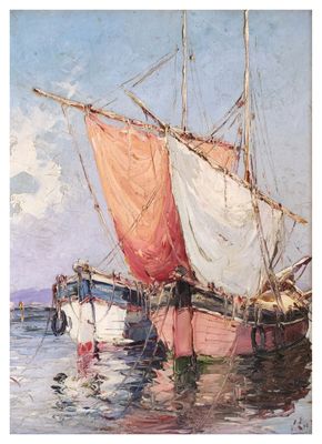 an image of a painting of a boat in a body of water