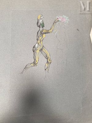 un dessin représentant un homme faisant voler un cerf-volant dans le ciel