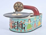 un tourne-disque à l'ancienne muni d'une horloge
