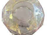 a clear glass bowl with a silver lid