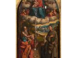 a painting of a religious scene with a woman and two men