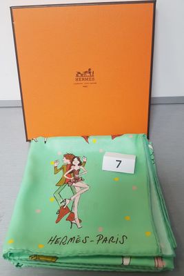 hermess paris green scarf with orange box