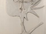 une sculpture en verre représentant le visage d'une femme, accrochée au mur