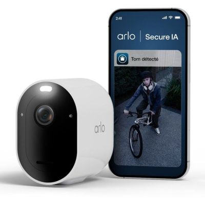 an image of a smart home security camera next to an iphone