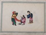 an old painting of a man and a woman with a child