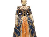 une image représentant une figurine de femme vêtue d'une robe bleue