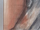 painting of a woman sitting on a chair with her legs crossed
