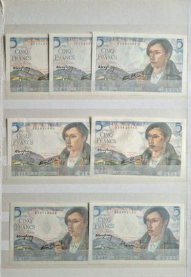 5 francs berger , lot de 7 dates différentes , proche neuf à…