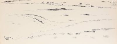 un dessin en noir et blanc représentant un cheval dans un champ