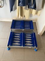 Deux pédiluves inox avec gratte-pieds