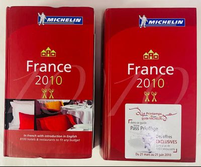 two books of michel michel ' s france 2010 on a table