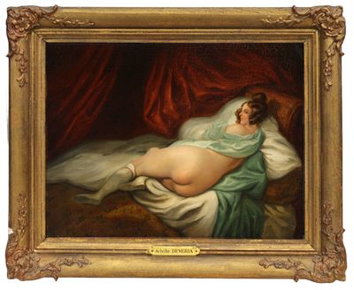 l'image d'un tableau représentant une femme nue allongée sur un lit
