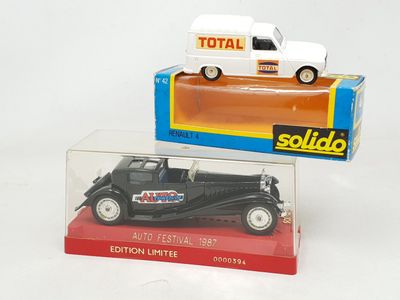two toy cars that are sitting in a clear box