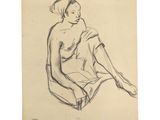 l'image d'un dessin représentant une femme assise sur une chaise