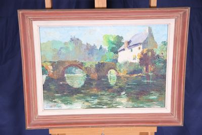 FROGER Pierre (XXe siècle) Vue de l'ancien pont de Saint Jea…