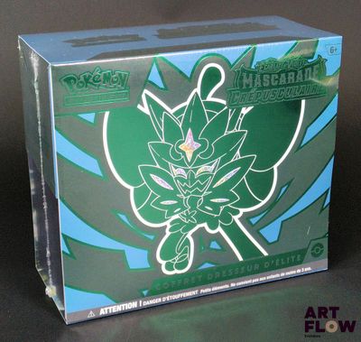 the box has a green and white design on the front of it