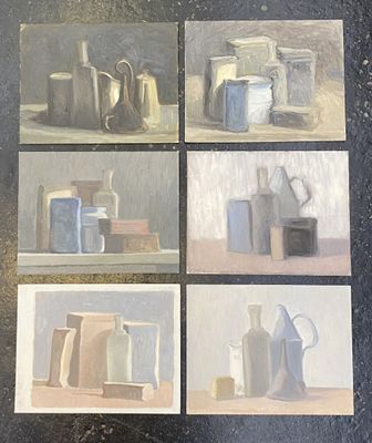 four different pictures of different vases and containers on a table