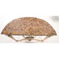 LARGE CONSOLE LOUIS XVI de forme demi-lune en bois rechampi … (photo 5)