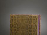 an image of a brown and purple book with a snake skin cover
