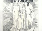 un dessin représentant deux femmes debout l'une à côté de l'autre, tenant chacune une raquette de tennis