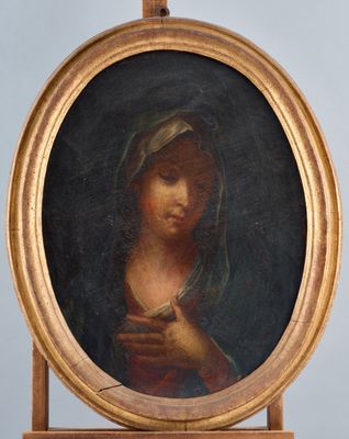 an image of a painting of a woman holding a rosary