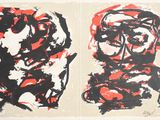 deux tableaux noirs et rouges sur fond blanc