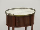 a side table with a marble top on a wooden stand