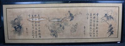 Chine Peinture à l'horizontale sur soie figurant un crabe, u…