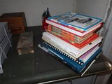 a stack of books sitting on top of a table