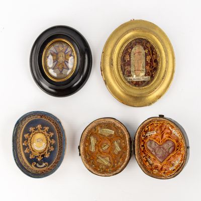 several different types of decorative items are displayed on a white surface